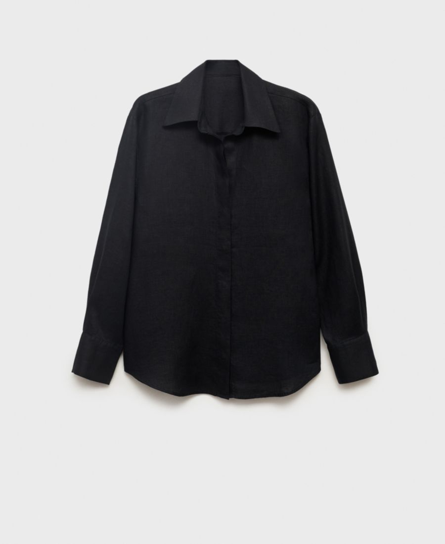 Женская льняная рубашка оверсайз MANGO, Black
Женская льняная рубашка оверсайз MANGO, Black