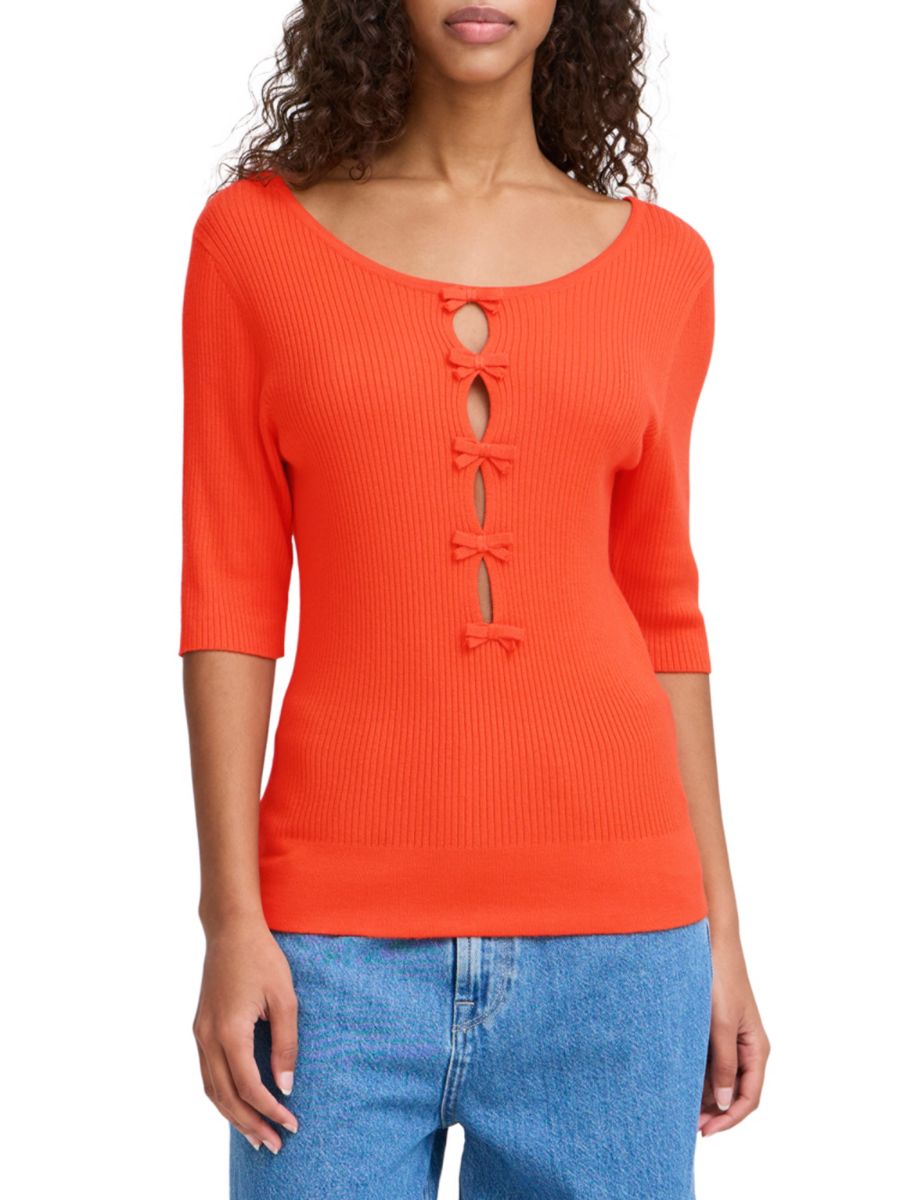 Ребристый свитер с вырезом и бантом ICHI, цвет Fiesta Red
Ребристый свитер с вырезом и бантом ICHI, цвет Fiesta Red