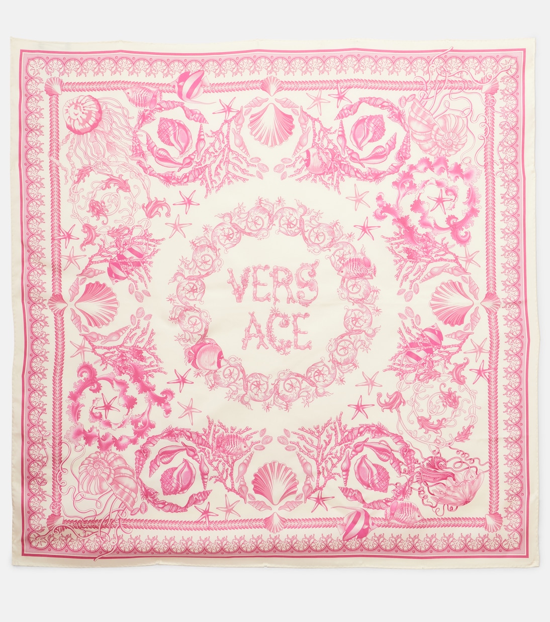 Шелковый сатиновый шарф Underwater Barocco Versace, Eggshell+Dragonfruit
Шелковый сатиновый шарф Underwater Barocco Versace, Eggshell+Dragonfruit