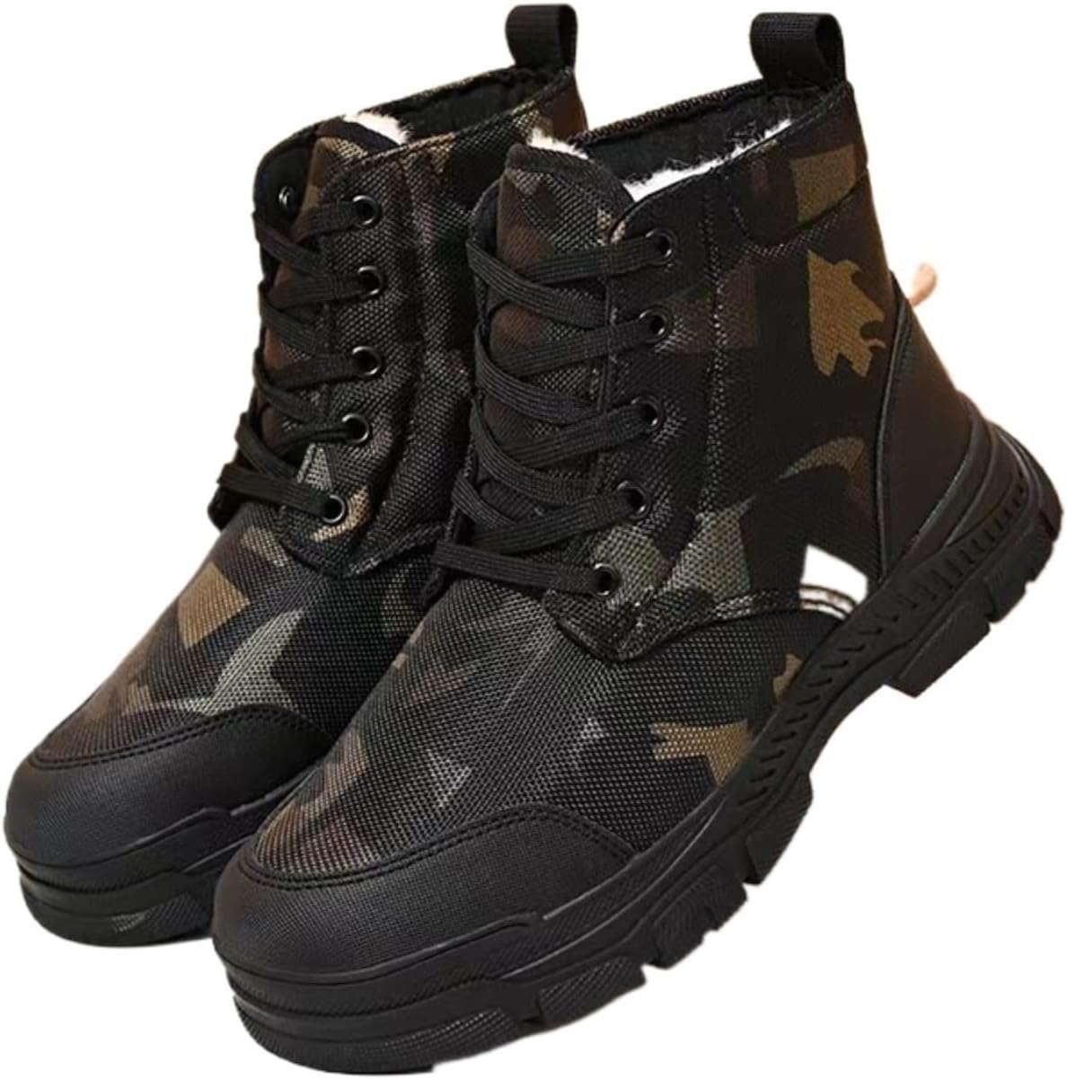 Мужские зимние ботинки Azttoztto с камуфляжным принтом, на меху, шнуровке, тактические ботинки, водонепроницаемые, для прогулок на открытом воздухе, с противоскользящей подошвой, черный/зеленый
Мужские зимние ботинки Azttoztto с камуфляжным принтом, на меху, шнуровке, тактические ботинки, водонепроницаемые, для прогулок на открытом воздухе, с противоскользящей подошвой, черный/зеленый