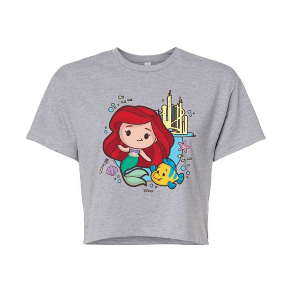Укороченная футболка принцессы Ариэль и Флаундера для младших классов Disney, серый 
Укороченная футболка принцессы Ариэль и Флаундера для младших классов Disney, серый