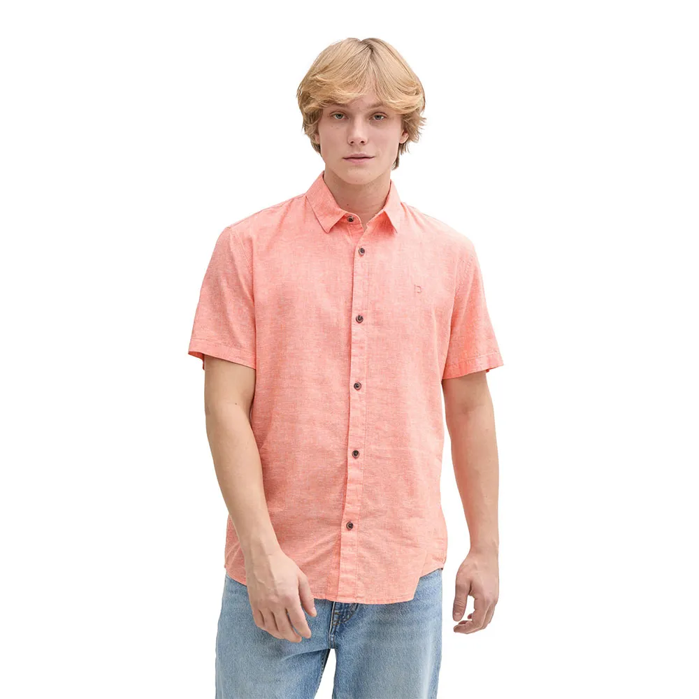 Рубашка с коротким рукавом Tom Tailor Cotton Linen, оранжевый 
Рубашка с коротким рукавом Tom Tailor Cotton Linen, оранжевый