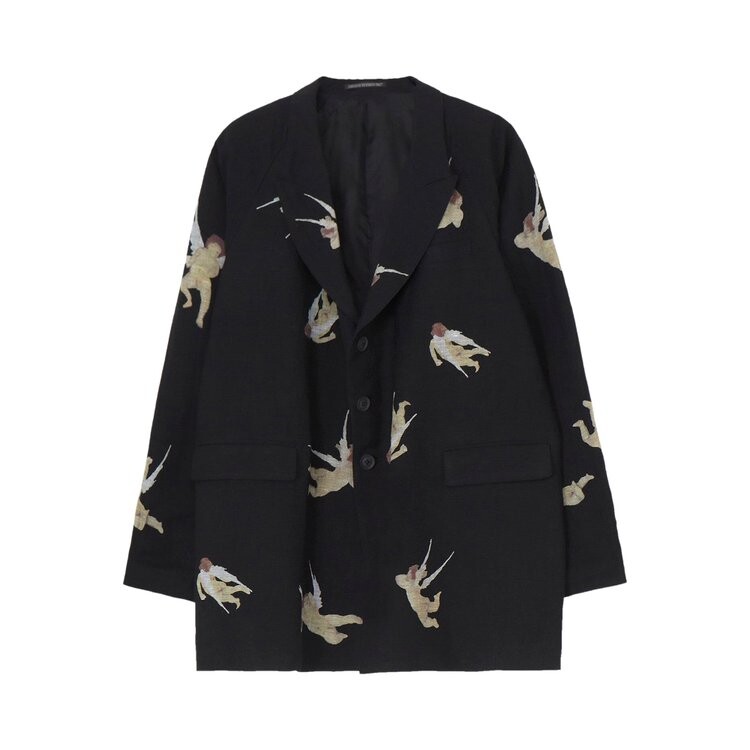 Куртка Yohji Yamamoto Angel Pattern Double Front Jacket, черный 
Куртка Yohji Yamamoto Angel Pattern Double Front Jacket, черный