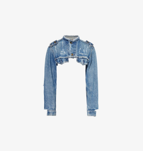 Укороченная байкерская куртка облегающего кроя из переработанного денима Jean Vintage, голубой
Укороченная байкерская куртка облегающего кроя из переработанного денима Jean Vintage, голубой