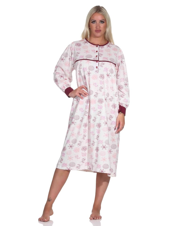 NORMANN Ночная рубашка с длинными рукавами, классический дизайн, застежка на пуговицы у горловины - 88996 кремового цвета
NORMANN Ночная рубашка с длинными рукавами, классический дизайн, застежка на пуговицы у горловины - 88996 кремового цвета