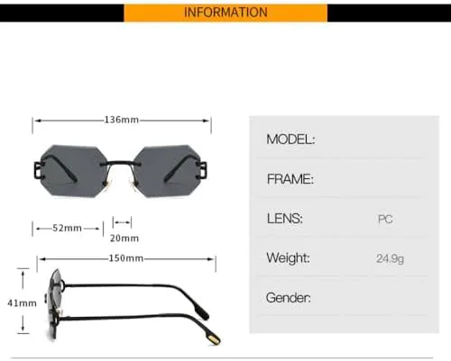 Винтажные квадратные солнцезащитные очки без оправы для женщин и мужчин. Роскошные солнцезащитные очки для женщин с защитой от УФ-излучения UV400 MTZJH, Blue
Винтажные квадратные солнцезащитные очки без оправы для женщин и мужчин. Роскошные солнцезащитные очки для женщин с защитой от УФ-излучения UV400 MTZJH, Blue