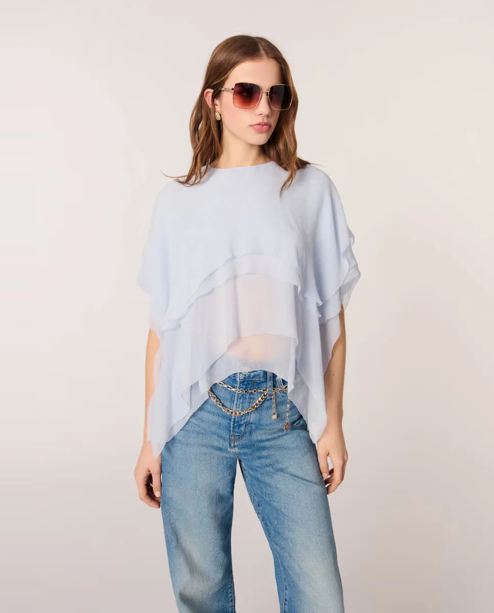 Женский муслиновый топ с оборками Maje, светло-голубой
Женский муслиновый топ с оборками Maje, светло-голубой