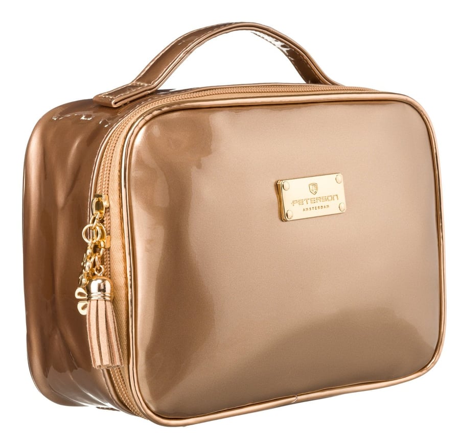 Женская косметичка Peterson блестящая с ручкой-молнией вместительный органайзер для косметики, золотая 
Женская косметичка Peterson блестящая с ручкой-молнией вместительный органайзер для косметики, золотая