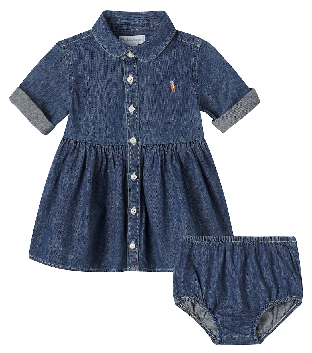 Комплект из джинсового платья и панталон Polo Ralph Lauren Kids, индиго
Комплект из джинсового платья и панталон Polo Ralph Lauren Kids, индиго