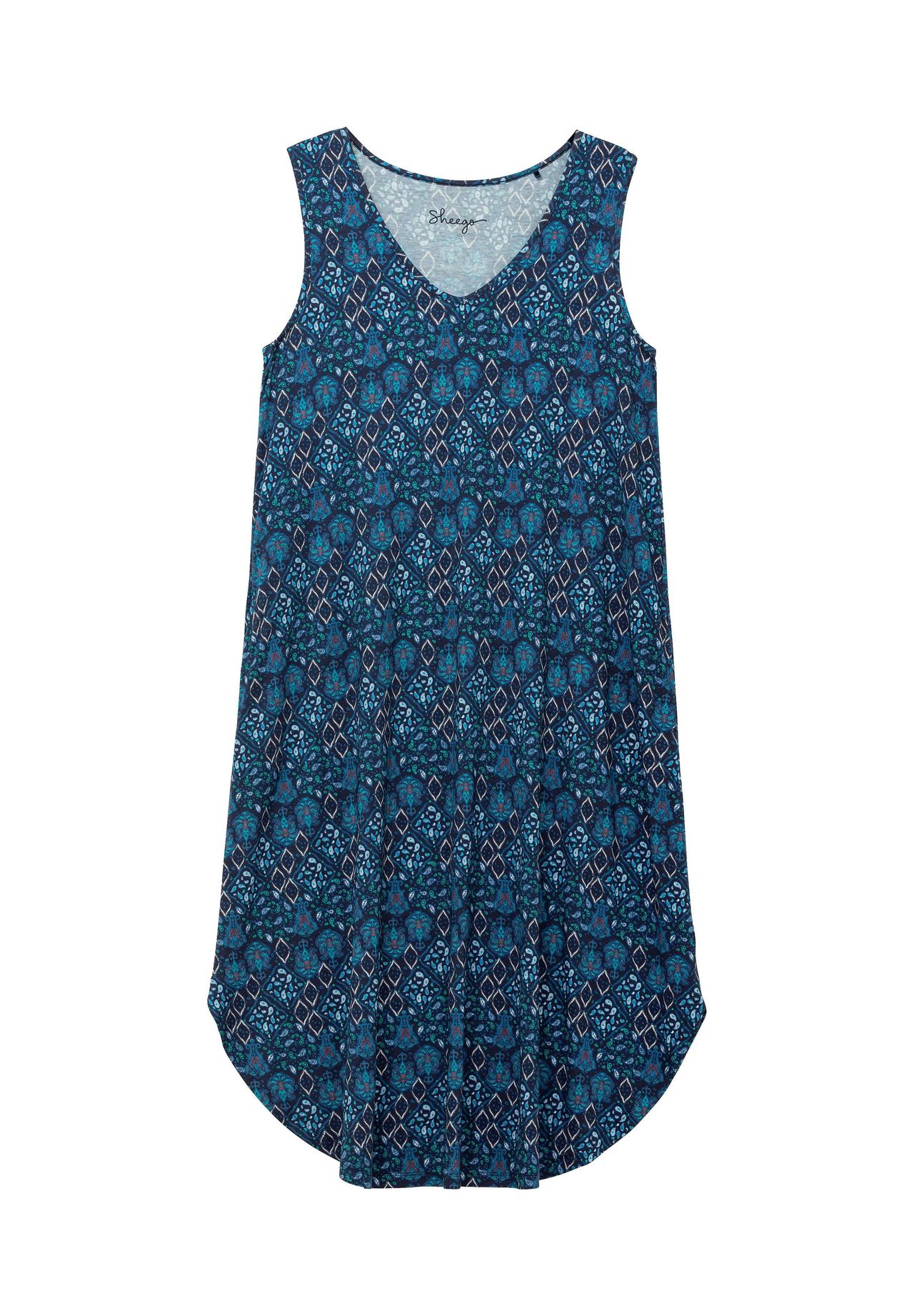 Трикотажное платье миди без рукавов с орнаментальным принтом Sheego, цвет Marine Gemustert
Трикотажное платье миди без рукавов с орнаментальным принтом Sheego, цвет Marine Gemustert