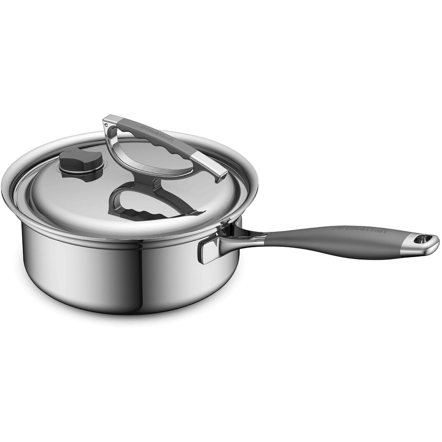 Трехслойная кастрюля из нержавеющей стали с силиконовыми ручками CookCraft 3 кварты, стальной
Трехслойная кастрюля из нержавеющей стали с силиконовыми ручками CookCraft 3 кварты, стальной