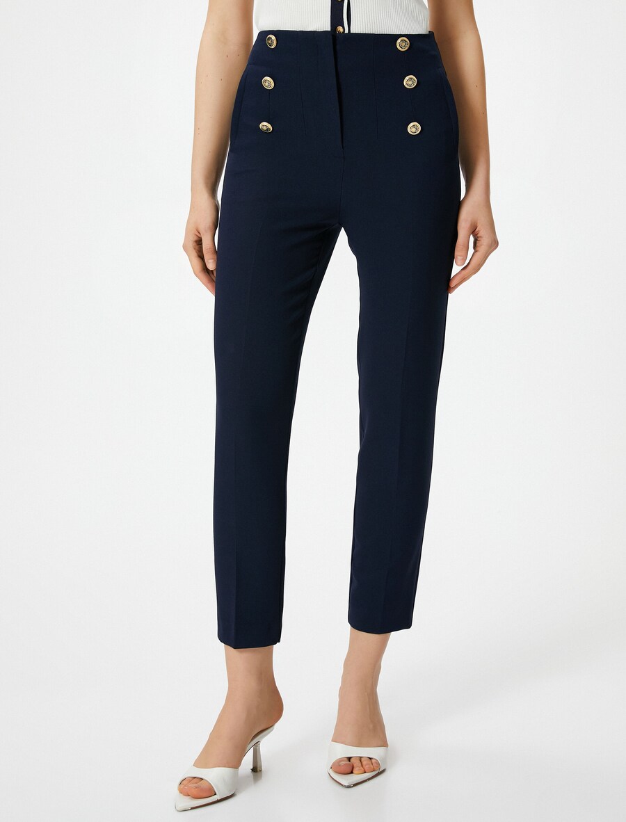 Узкие брюки со складками Koton, морской синий 
Узкие брюки со складками Koton, морской синий