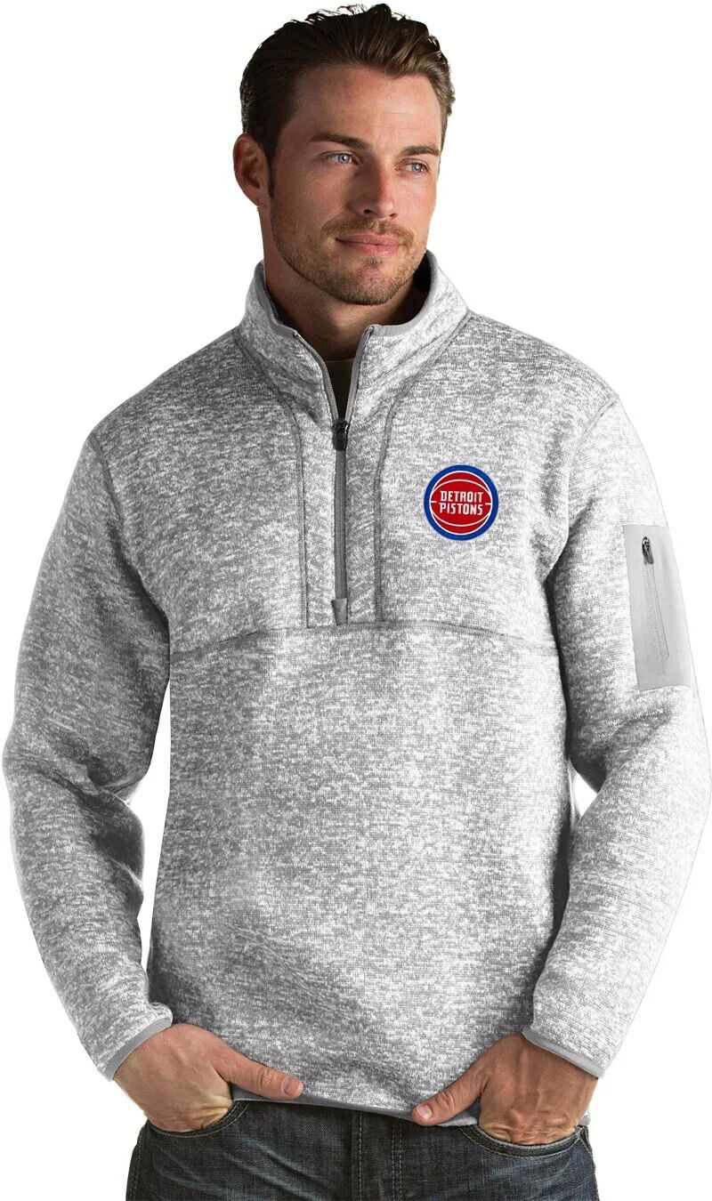 Мужской серый пуловер с молнией до половины Antigua Detroit Pistons Fortune
Мужской серый пуловер с молнией до половины Antigua Detroit Pistons Fortune