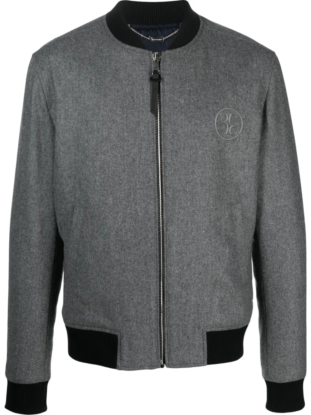 Бомбер с вышитым логотипом Billionaire, серый 
Бомбер с вышитым логотипом Billionaire, серый