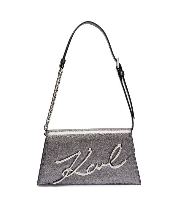 Кожаная сумка через плечо k/signature 2.0 Karl Lagerfeld, серебряный 
Кожаная сумка через плечо k/signature 2.0 Karl Lagerfeld, серебряный