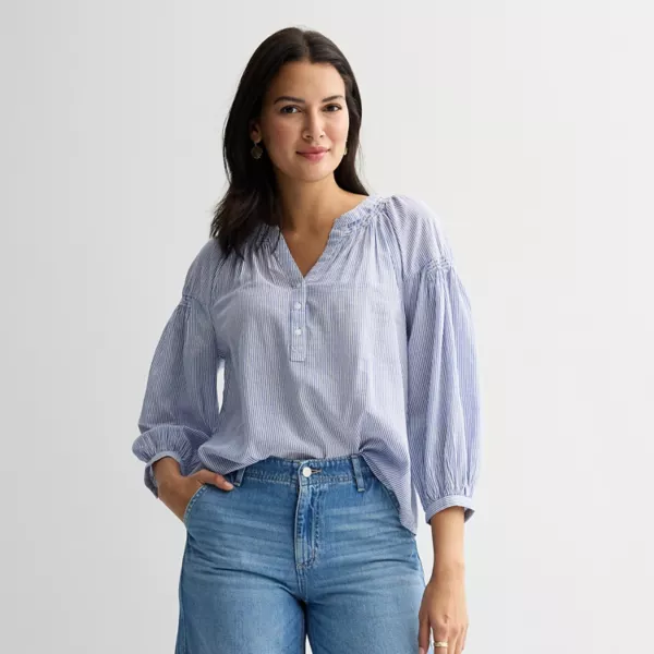 Женский топ-хенли с присборенными рукавами и четвертью Sonoma Goods For Life, цвет blue white mini stripe
Женский топ-хенли с присборенными рукавами и четвертью Sonoma Goods For Life, цвет blue white mini stripe