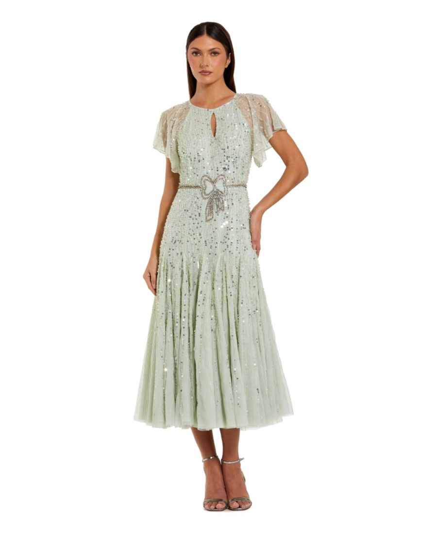Женское платье миди А-силуэта с бантом и рукавами-крылышками, украшенное стразами Mac Duggal, Seafoam
Женское платье миди А-силуэта с бантом и рукавами-крылышками, украшенное стразами Mac Duggal, Seafoam