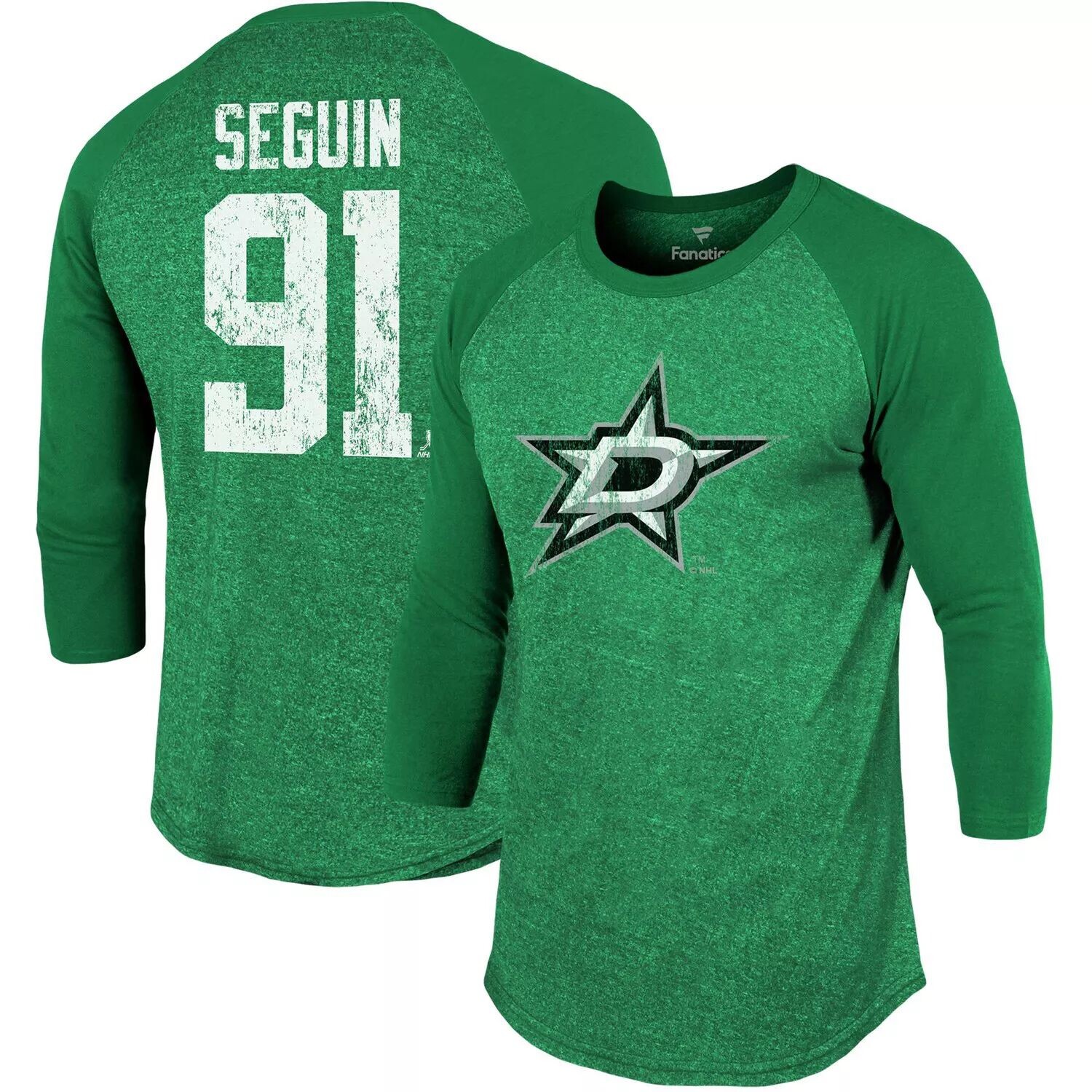 Мужская футболка Fanatics с логотипом Tyler Seguin Kelly Green Dallas Stars, имя и номер, футболка тройного реглан с рукавами 3/4
Мужская футболка Fanatics с логотипом Tyler Seguin Kelly Green Dallas Stars, имя и номер, футболка тройного реглан с рукавами 3/4