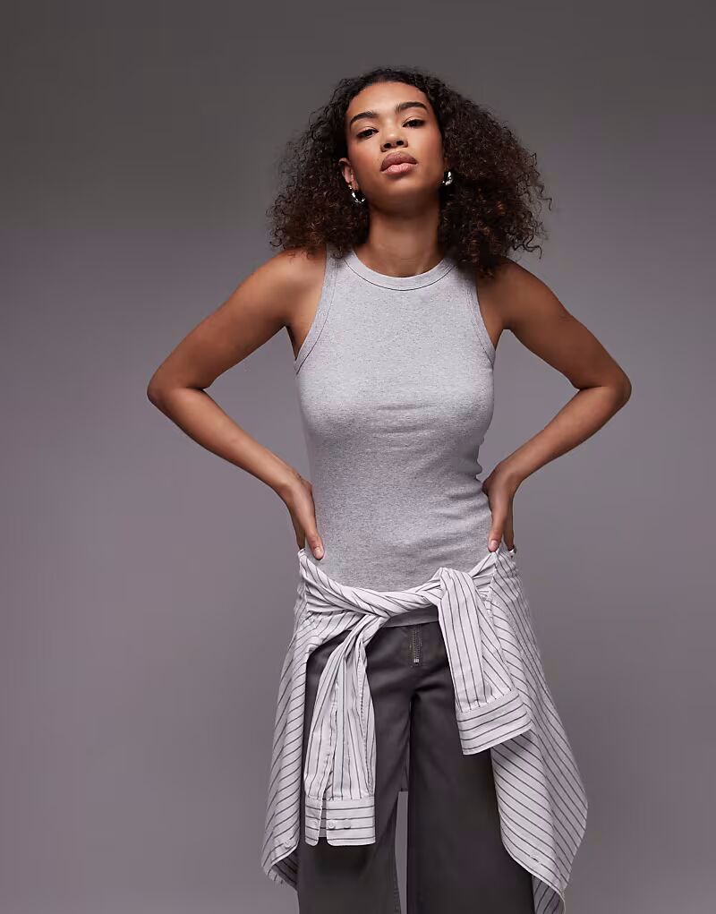 Топ из трикотажного полотна в рубчик, серый меланж Arket
Топ из трикотажного полотна в рубчик, серый меланж Arket