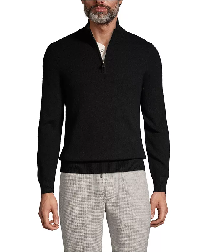 Мужской кашемировый свитер с воротником на четверть молнии Lands' End, черный
Мужской кашемировый свитер с воротником на четверть молнии Lands' End, черный