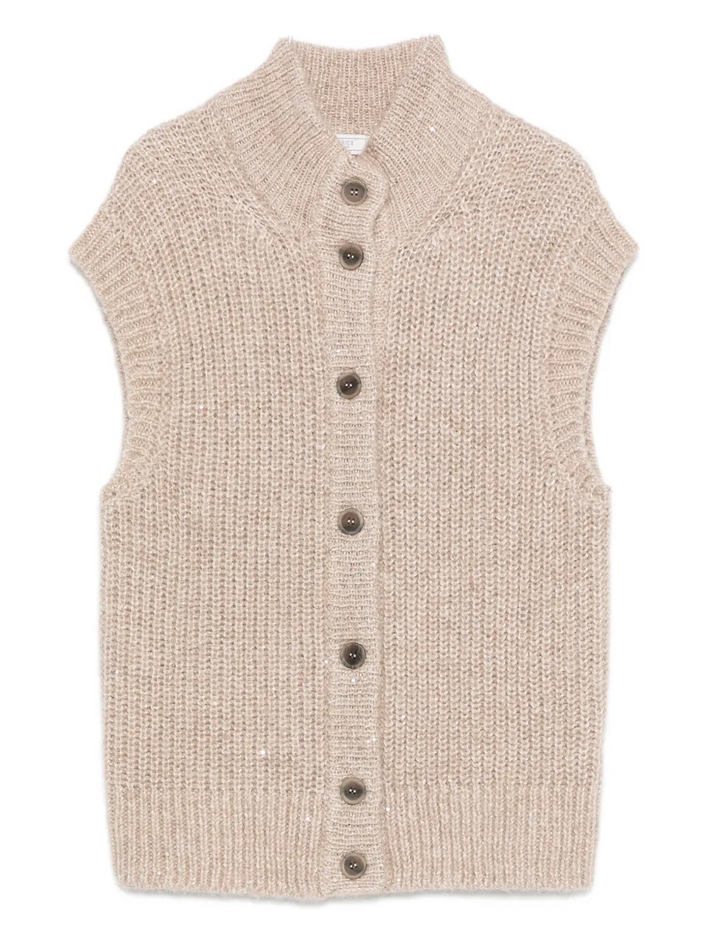 Топ с высоким воротником и пайетками Peserico, нейтральный
Топ с высоким воротником и пайетками Peserico, нейтральный