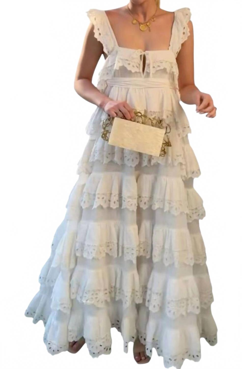 Белое платье макси с ярусами в стиле А-силуэта Lace The Label
Белое платье макси с ярусами в стиле А-силуэта Lace The Label