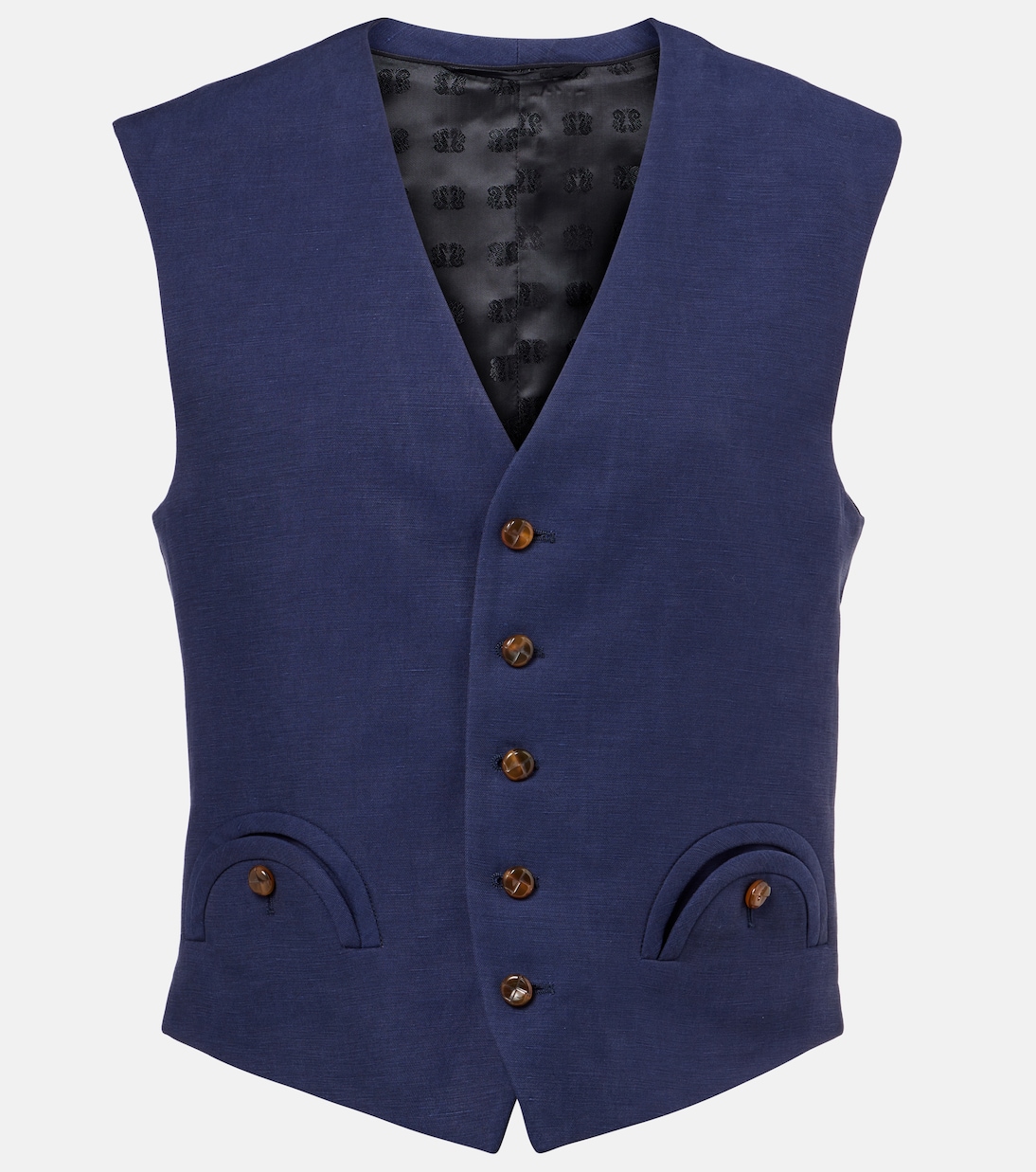 Жилет из льна и шелка дикого типа Blazé Milano, темно-синий
Жилет из льна и шелка дикого типа Blazé Milano, темно-синий