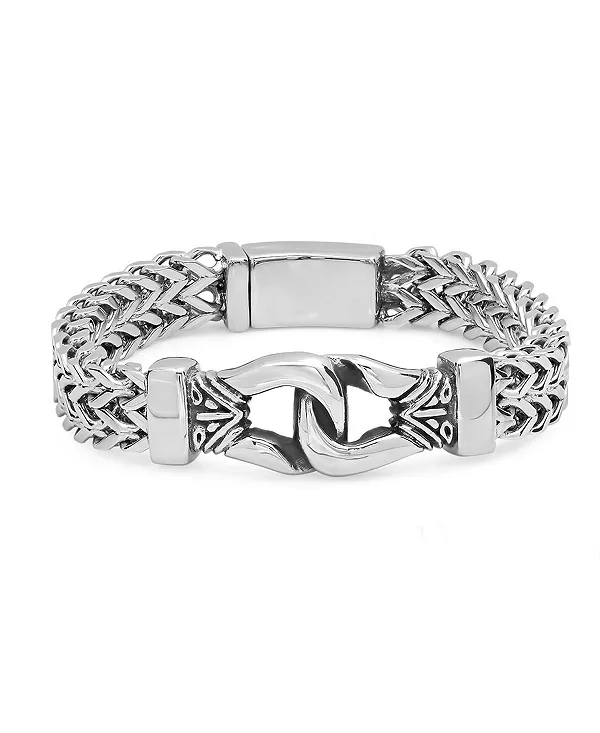 Браслет с пряжкой из двухрядной пшеничной цепочки Steeltime, metallic
Браслет с пряжкой из двухрядной пшеничной цепочки Steeltime, metallic