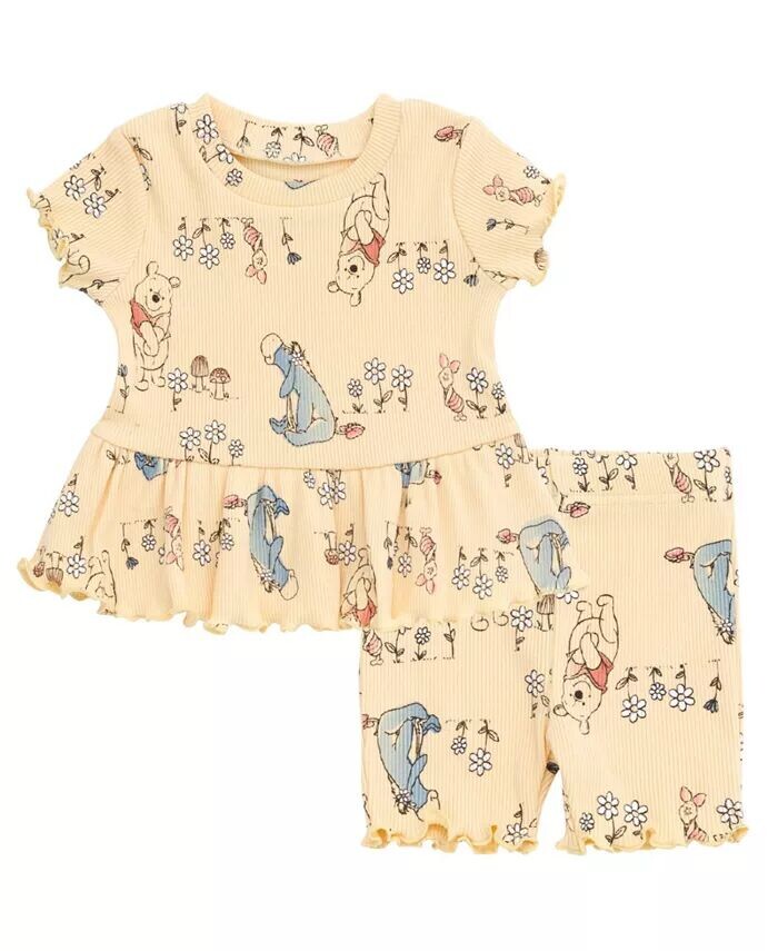 Комплект одежды из футболки с баской в рубчик и велосипедных шорт для девочек-подростков от новорожденных до (0–3 месяцев – 14–16 лет) Disney, желтый
Комплект одежды из футболки с баской в рубчик и велосипедных шорт для девочек-подростков от новорожденных до (0–3 месяцев – 14–16 лет) Disney, желтый