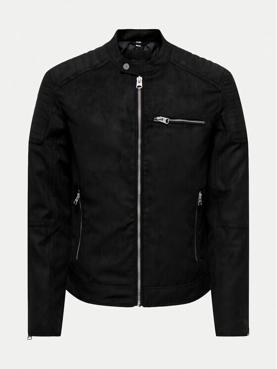 Куртка из искусственной кожи стандартного кроя Only & Sons, черный 
Куртка из искусственной кожи стандартного кроя Only & Sons, черный