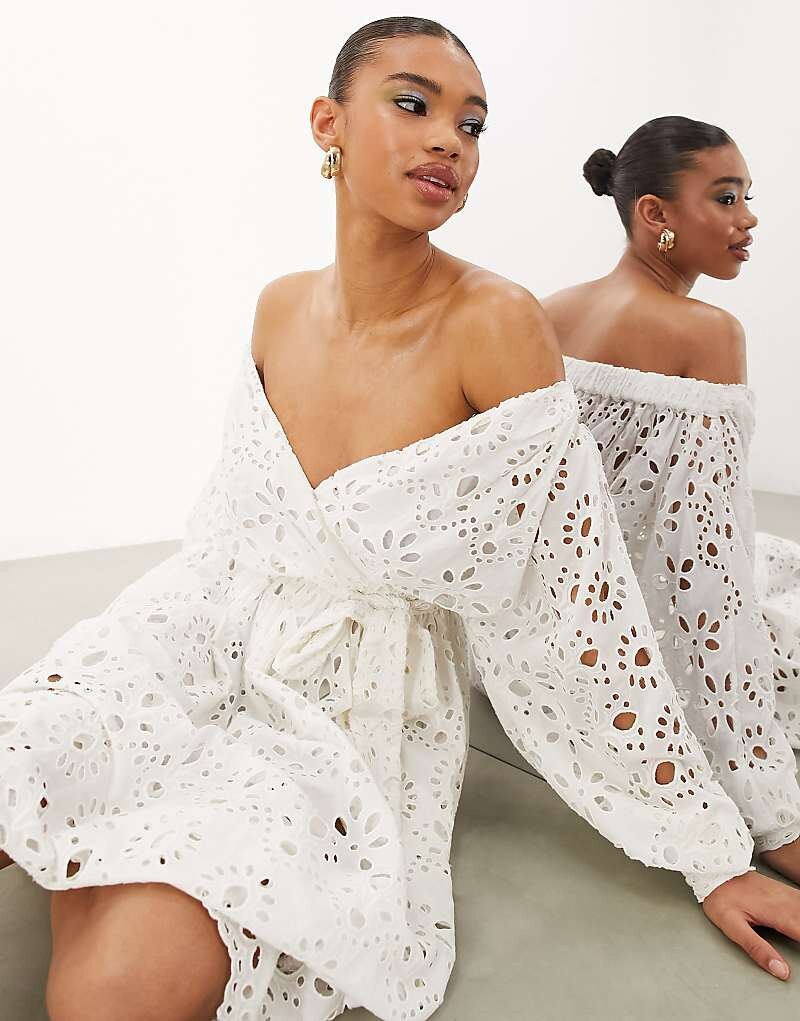 Белое платье миди с запахом и открытыми плечами ASOS EDITION –, с вышивкой-люверсами и завязывающимся поясом
Белое платье миди с запахом и открытыми плечами ASOS EDITION –, с вышивкой-люверсами и завязывающимся поясом