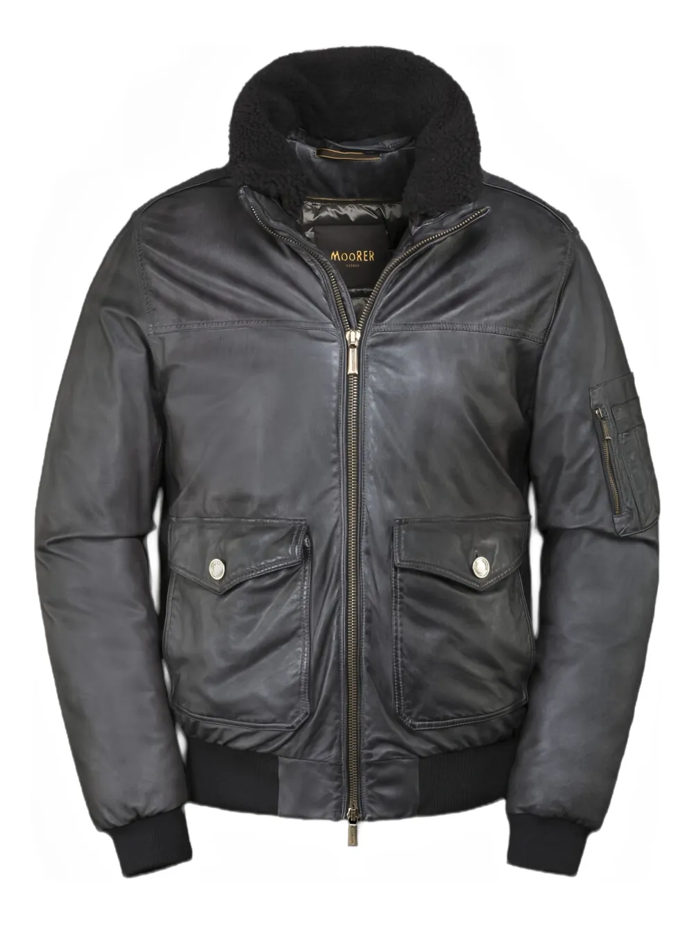Кожаная куртка Folco-Pe1 с воротником из овчины Moorer, черный 
Кожаная куртка Folco-Pe1 с воротником из овчины Moorer, черный
