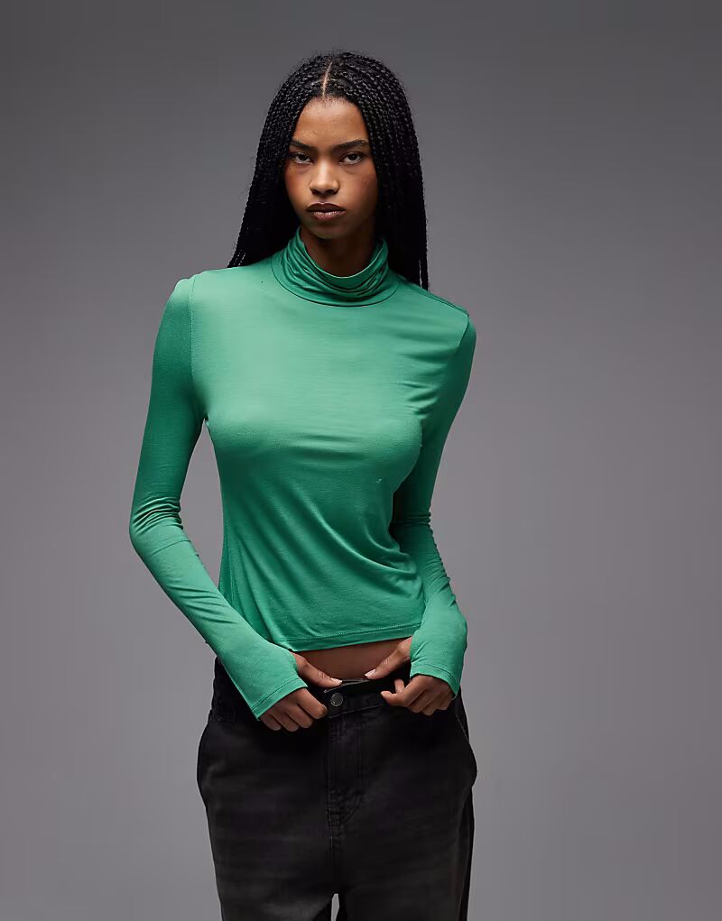 Зеленый топ с воротником-стойкой и длинными рукавами, полупрозрачный Asos Design
Зеленый топ с воротником-стойкой и длинными рукавами, полупрозрачный Asos Design