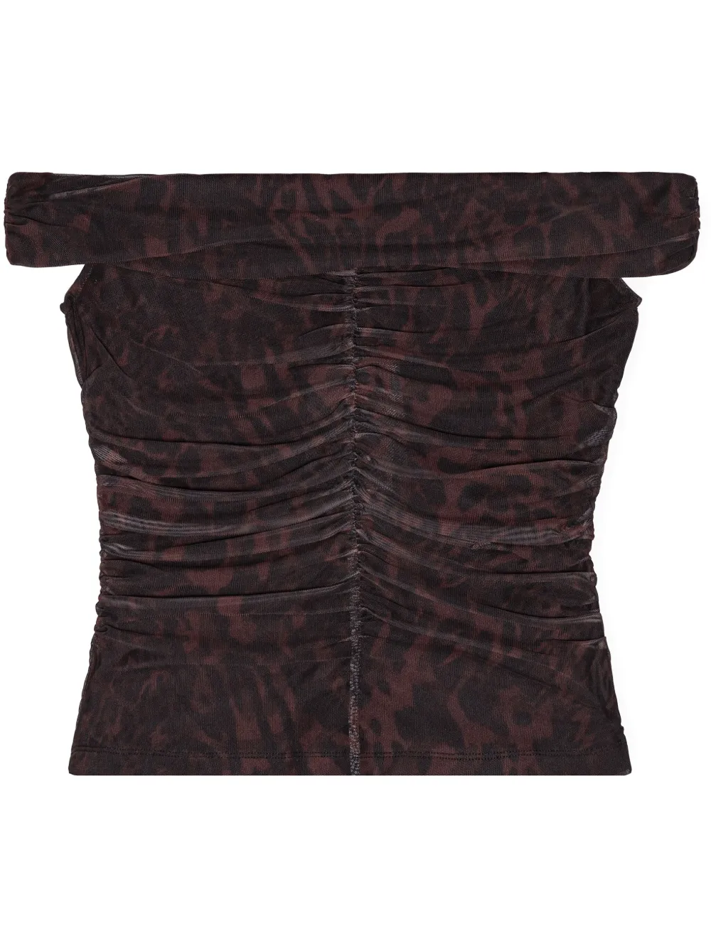 Топ с открытыми плечами и сборками GANNI, коричневый
Топ с открытыми плечами и сборками GANNI, коричневый