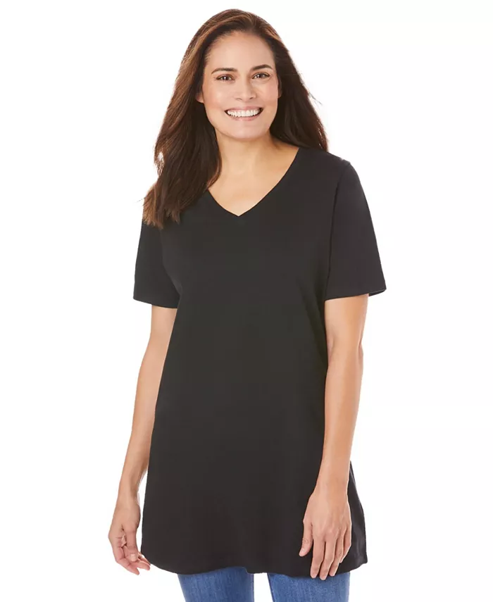 Женская туника Within Perfect с короткими рукавами и V-образным вырезом Woman Within, черный
Женская туника Within Perfect с короткими рукавами и V-образным вырезом Woman Within, черный