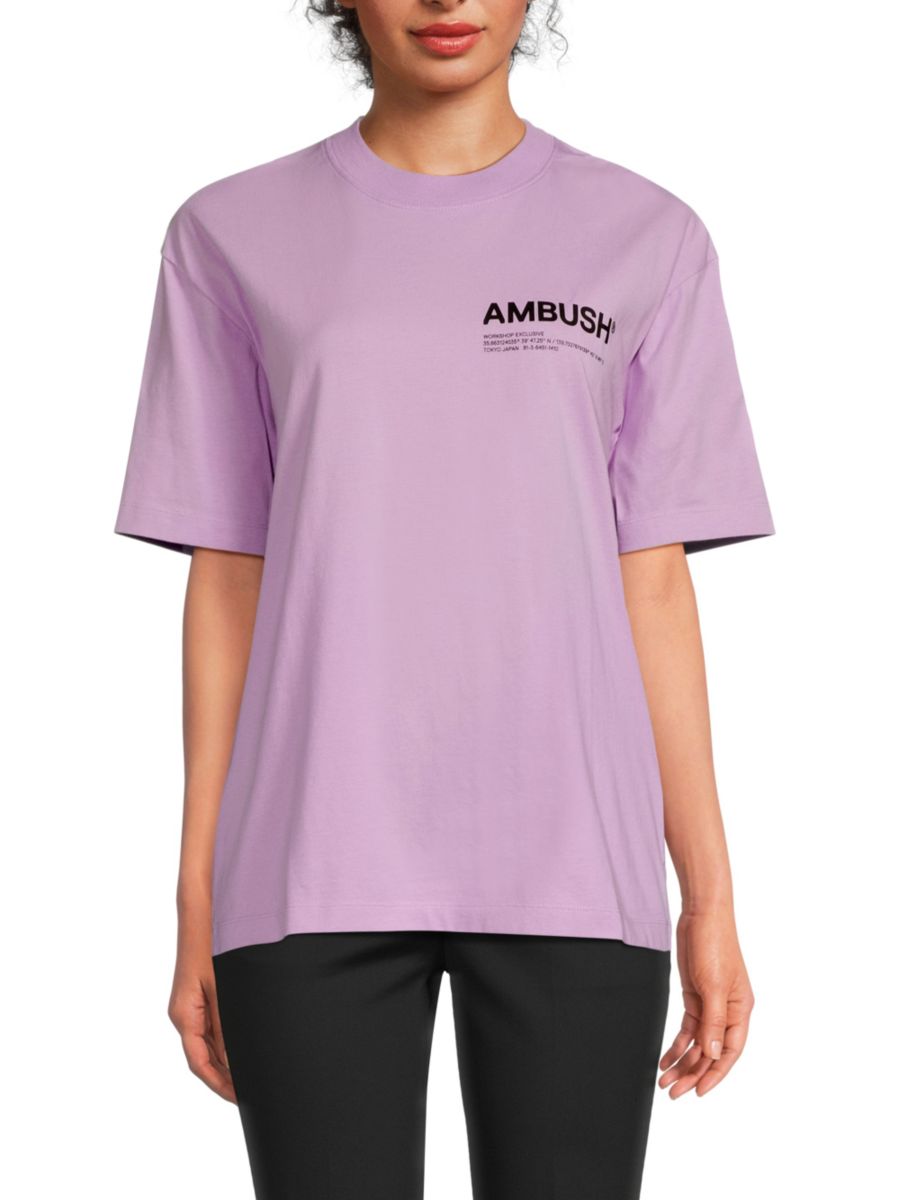 Хлопковая футболка с логотипом Ambush, цвет Lavender Black
Хлопковая футболка с логотипом Ambush, цвет Lavender Black