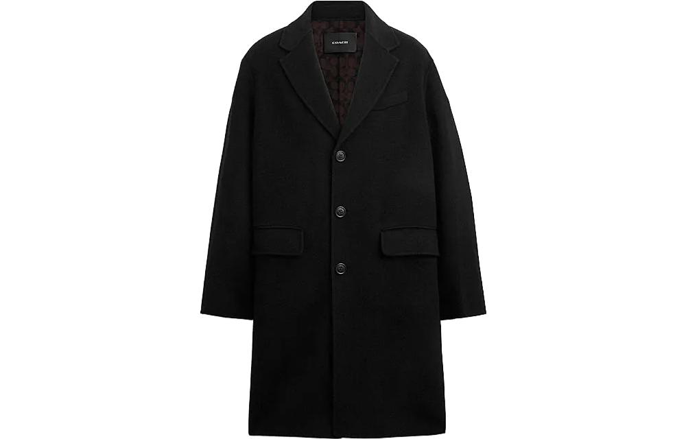 Coach Мужское пальто с черными лацканами, умеренно прямой крой
Coach Мужское пальто с черными лацканами, умеренно прямой крой