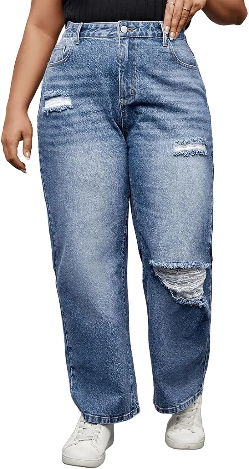 Женские джинсы Plus Size High Waist Ripped Straight Leg Djeanxa
Женские джинсы Plus Size High Waist Ripped Straight Leg Djeanxa