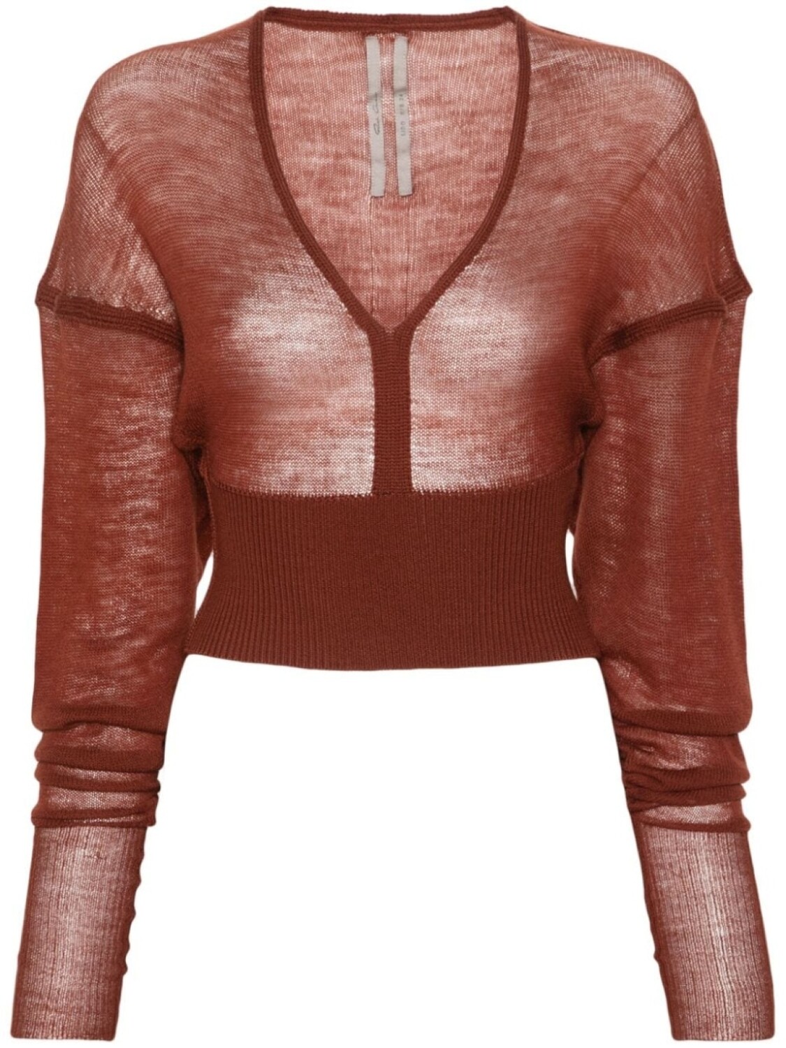 Rick Owens укороченный джемпер LS V тонкой вязки, коричневый
Rick Owens укороченный джемпер LS V тонкой вязки, коричневый