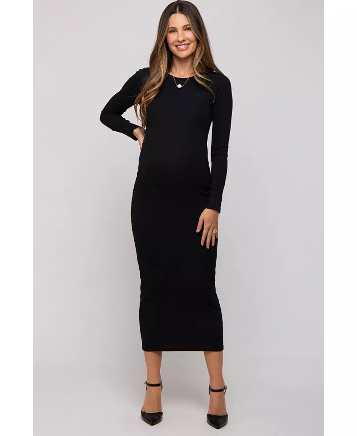 Черное платье-миди в рубчик с длинными рукавами для беременных Pinkblush, черный
Черное платье-миди в рубчик с длинными рукавами для беременных Pinkblush, черный