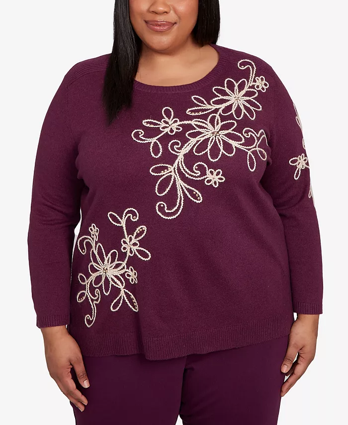 Большой размер свитера Urban Legend с диагональной цветочной вышивкой Alfred Dunner, фиолетовый
Большой размер свитера Urban Legend с диагональной цветочной вышивкой Alfred Dunner, фиолетовый