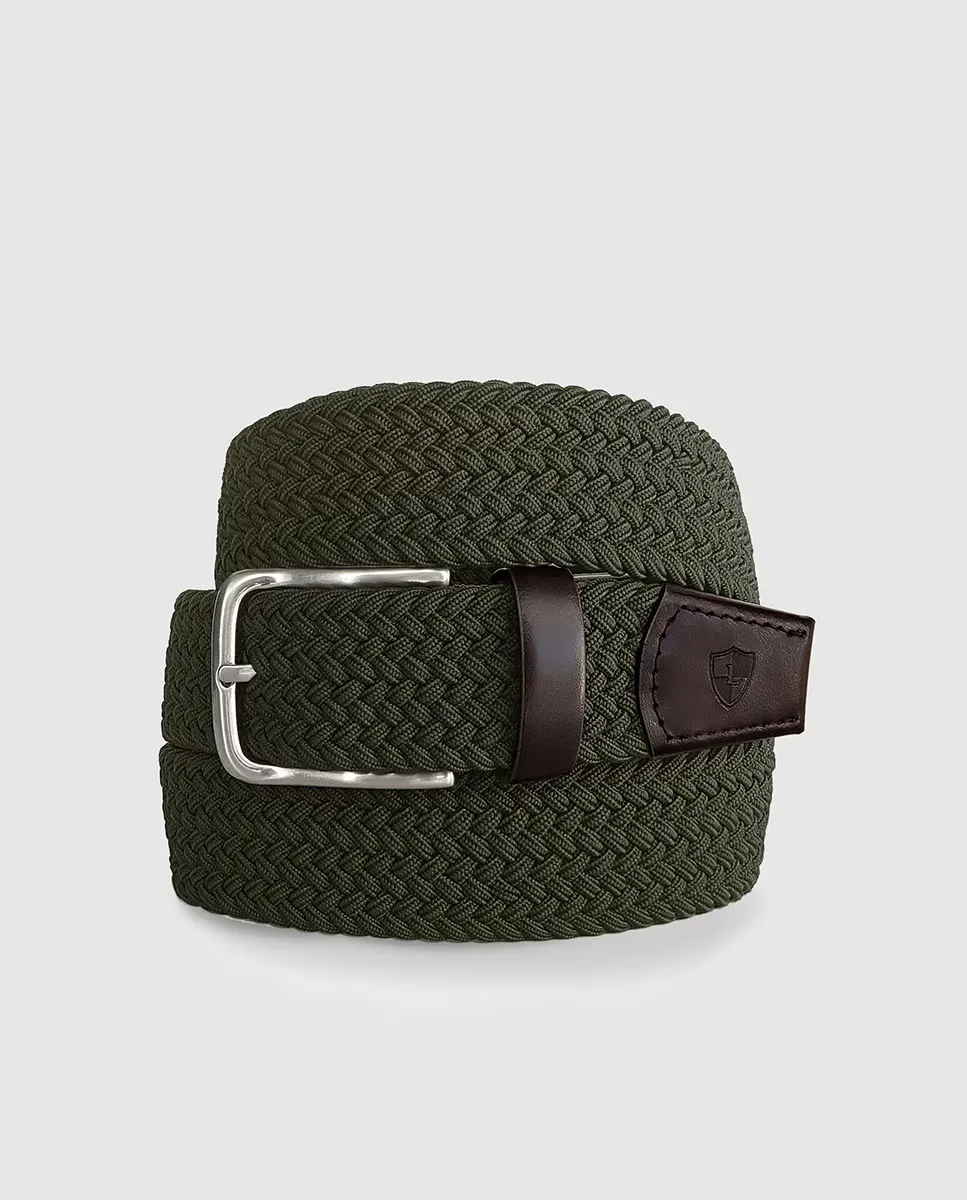 Эластичный плетеный ремень оливкового цвета Leyva 
Эластичный плетеный ремень оливкового цвета Leyva