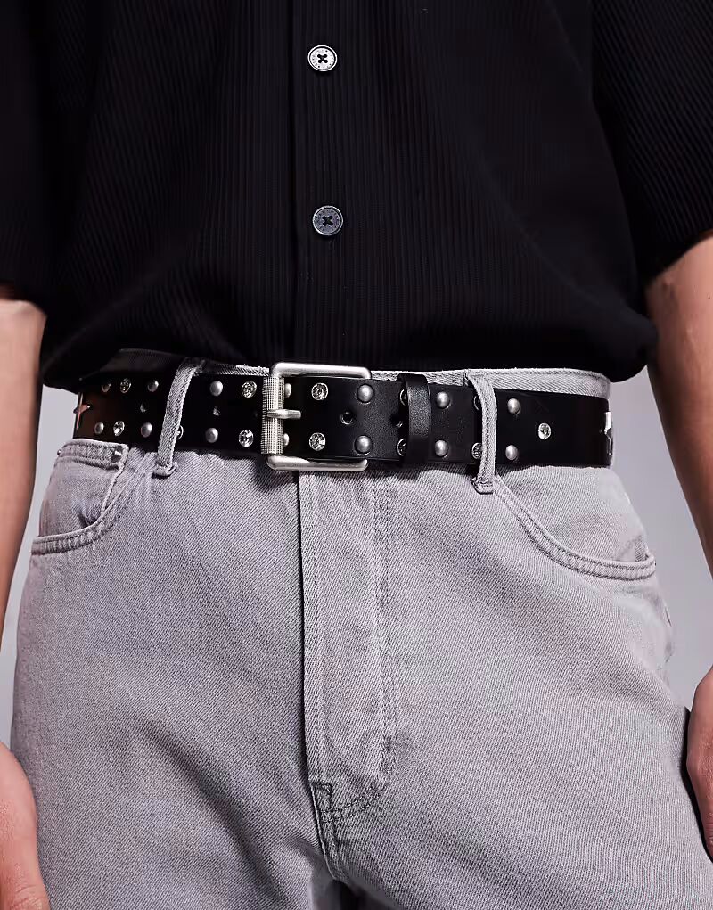 Ремень ASOS DESIGN с роликовой пряжкой, заклепками и кристаллами из черной искусственной кожи
Ремень ASOS DESIGN с роликовой пряжкой, заклепками и кристаллами из черной искусственной кожи