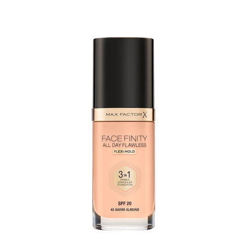 Тональный крем для лица 3в1, оттенок 45 Warm Almond, Spf 20, 30 мл Max Factor, Facefinity
Тональный крем для лица 3в1, оттенок 45 Warm Almond, Spf 20, 30 мл Max Factor, Facefinity