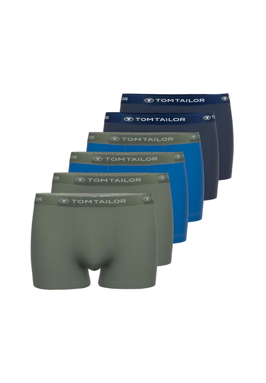 Мужские боксеры, 6 шт. в упаковке - набедренные брюки, хлопок, логотип, однотонные TOM TAILOR, цвет Dunkelblau Blau Khaki 
Мужские боксеры, 6 шт. в упаковке - набедренные брюки, хлопок, логотип, однотонные TOM TAILOR, цвет Dunkelblau Blau Khaki