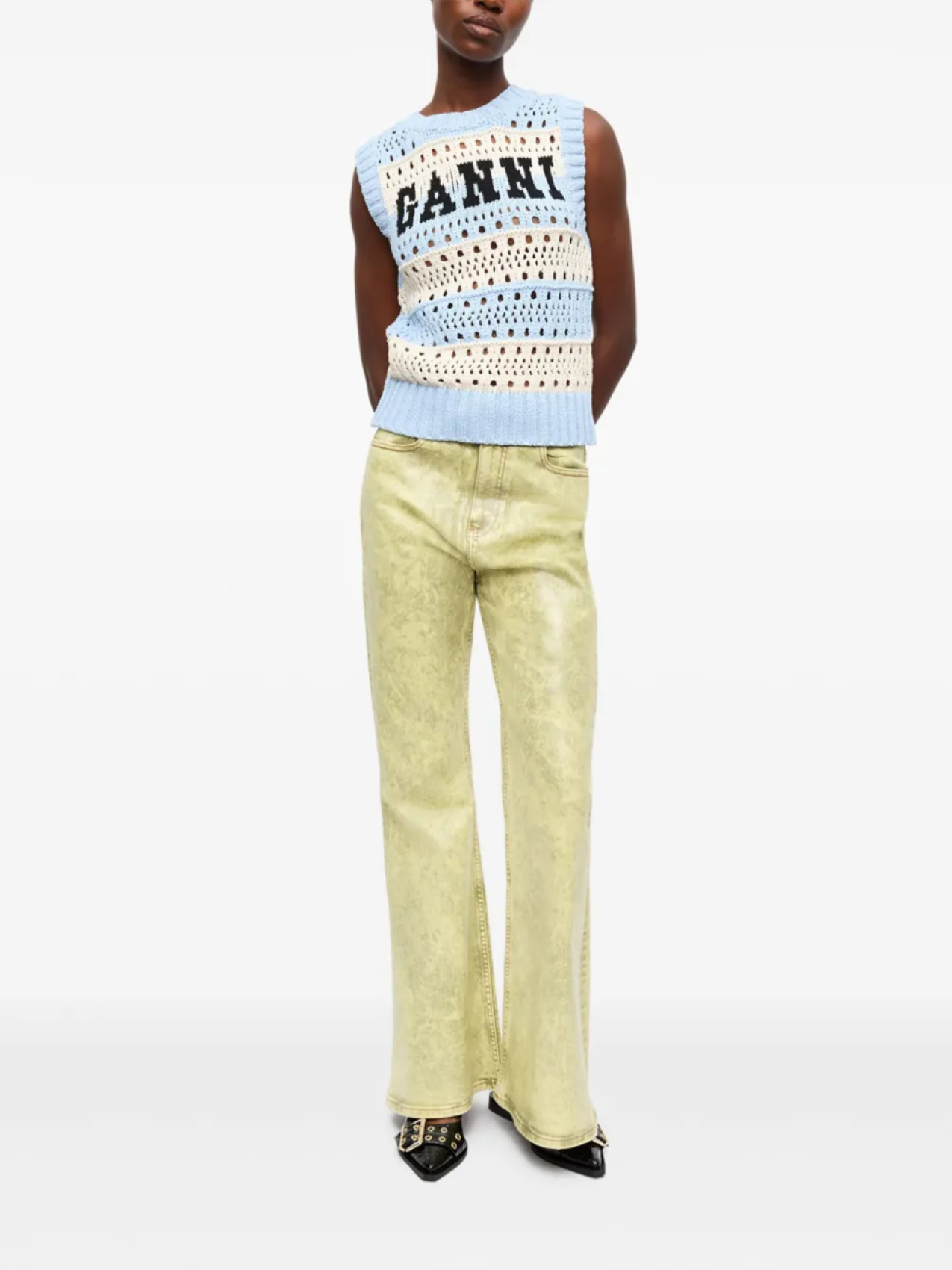 GANNI трикотажный топ в полоску, синий
GANNI трикотажный топ в полоску, синий