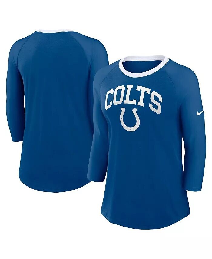 Женская футболка Royal Indianapolis Colts реглан с рукавом 3/4 Nike, синий
Женская футболка Royal Indianapolis Colts реглан с рукавом 3/4 Nike, синий