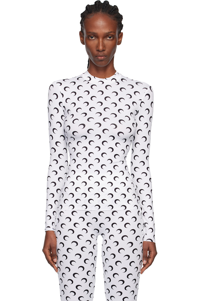 Marine Serre Белая трикотажная футболка из переработанной ткани с высоким воротником, облегающая фигуру, Белый, Marine Serre Белая трикотажная футболка из переработанной ткани с высоким воротником, облегающая фигуру
Marine Serre Белая трикотажная футболка из переработанной ткани с высоким воротником, облегающая фигуру, Белый, Marine Serre Белая трикотажная футболка из переработанной ткани с высоким воротником, облегающая фигуру