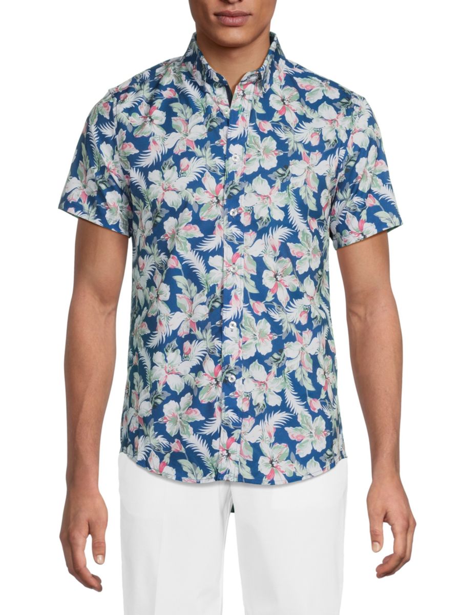 Рубашка с короткими рукавами и цветочным принтом Report Collection, цвет Royal Blue 
Рубашка с короткими рукавами и цветочным принтом Report Collection, цвет Royal Blue