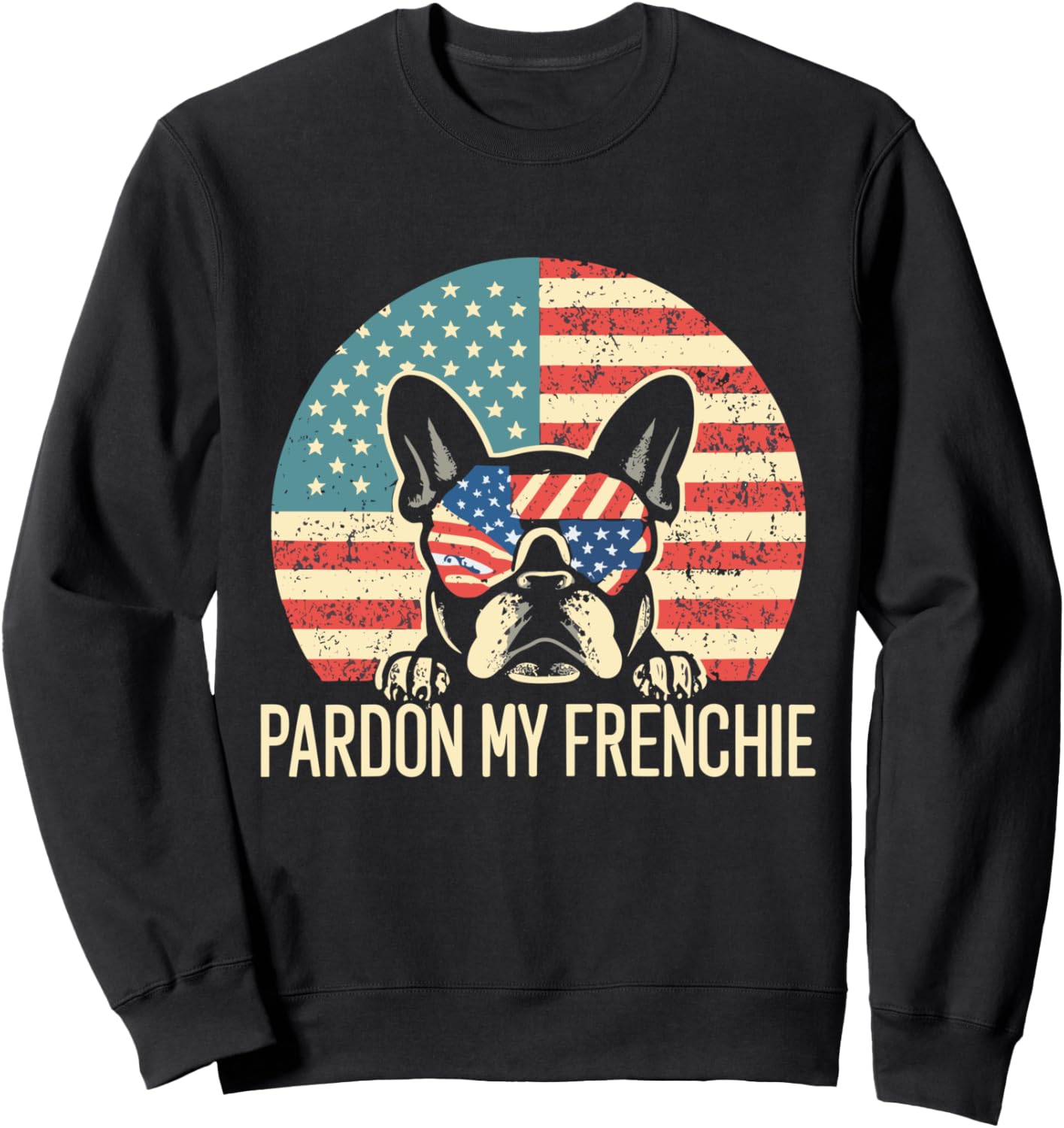 Толстовка с надписью «Pardon My Frenchie USA Retro Sunset Flag Dog Sweatshirt» для французских бульдогов The French Bulldog Patriot Co., черный
Толстовка с надписью «Pardon My Frenchie USA Retro Sunset Flag Dog Sweatshirt» для французских бульдогов The French Bulldog Patriot Co., черный